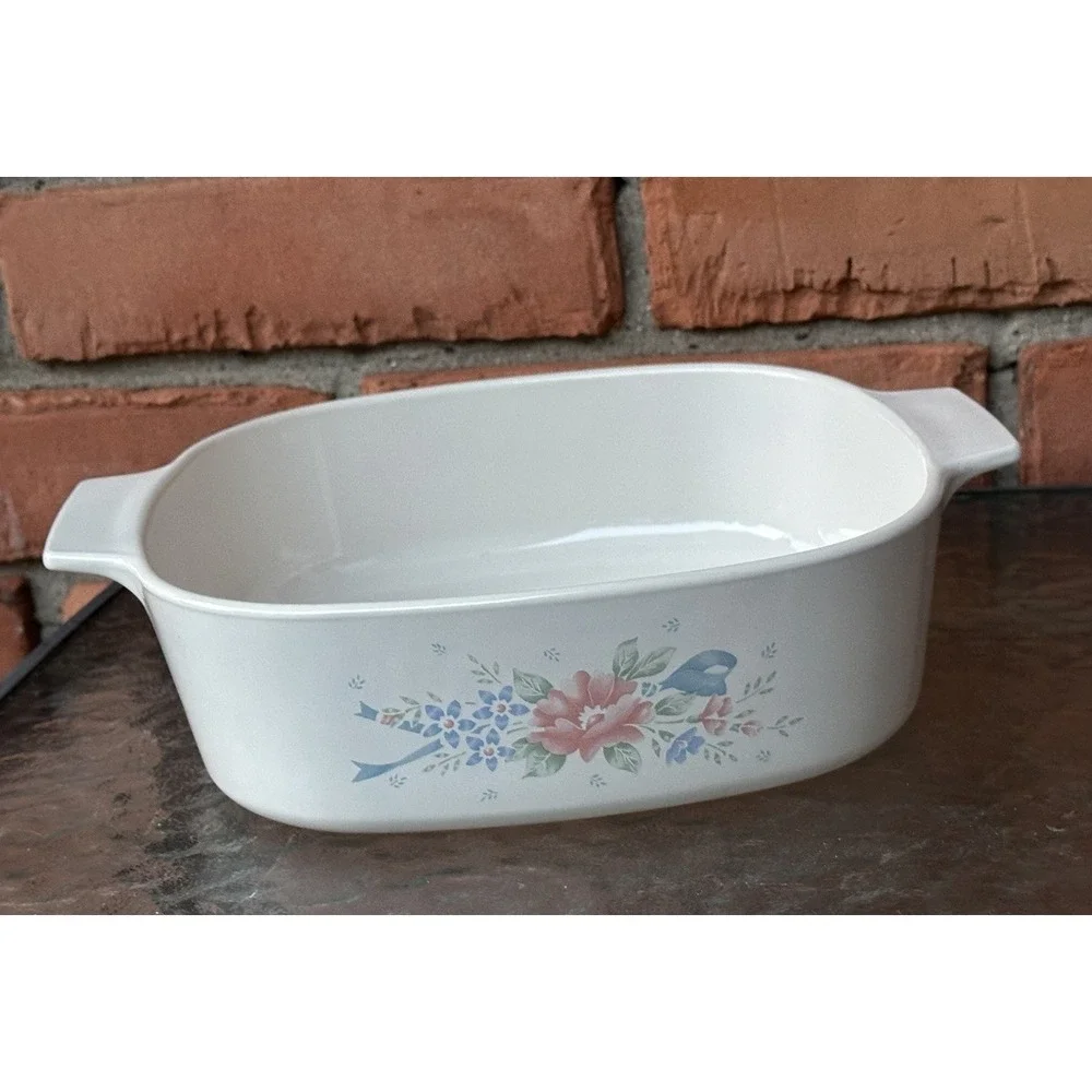 Vintage CorningWare Floral Square Casserole Dish 2L Model A-2-B With Lid USA